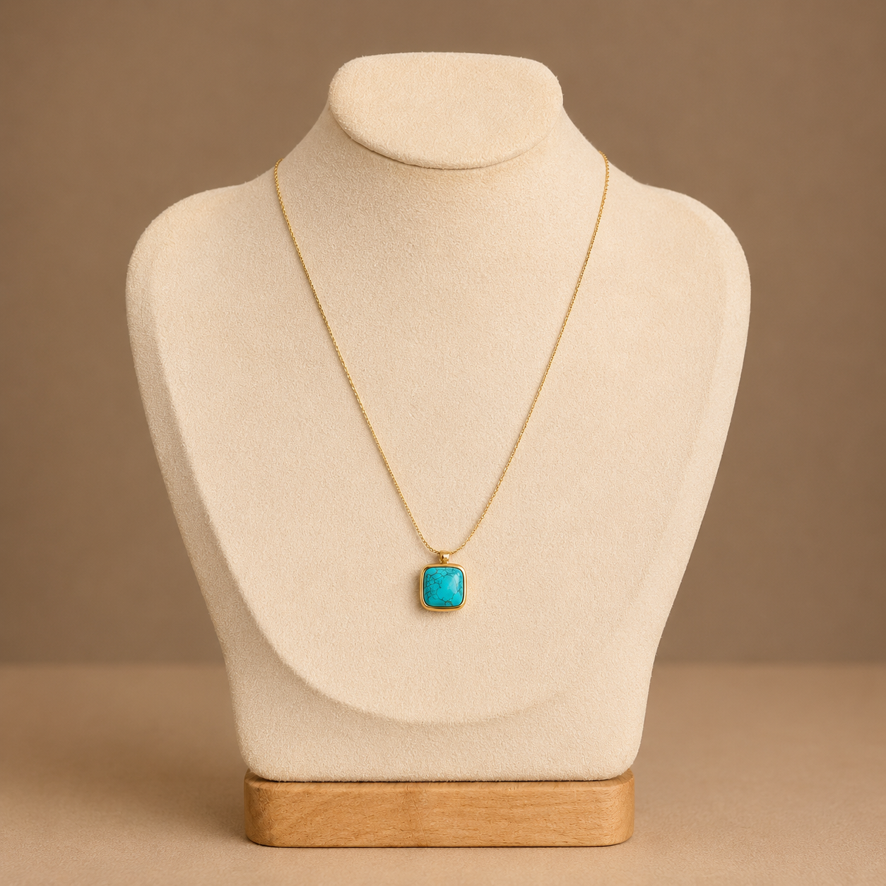 Turquoise Square Pendant Necklace