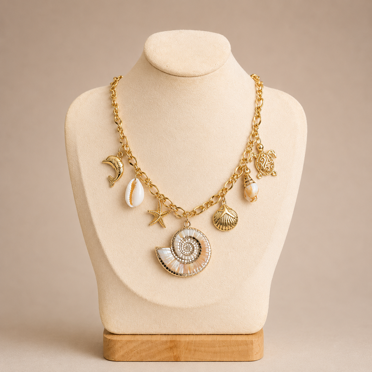 Coastal Nautilus Charm Necklace