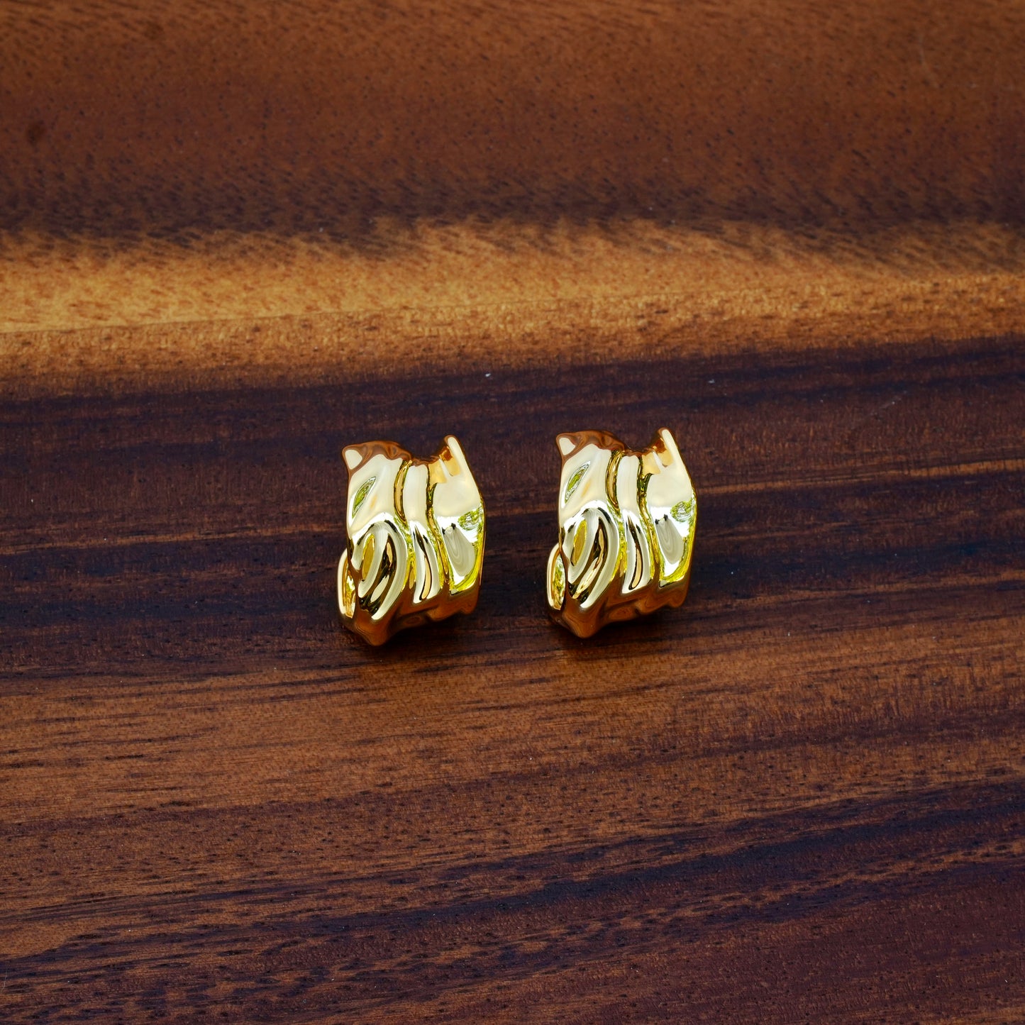 Sculptured Gold Mini Hoops