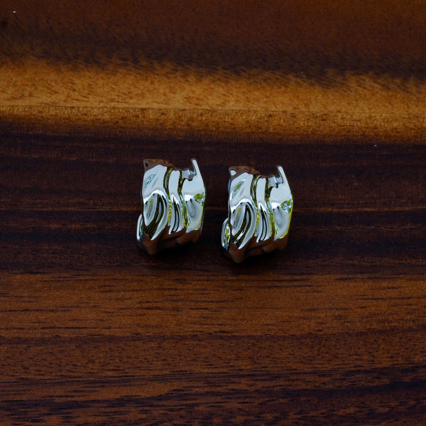 Sculptured Silver Mini Hoops