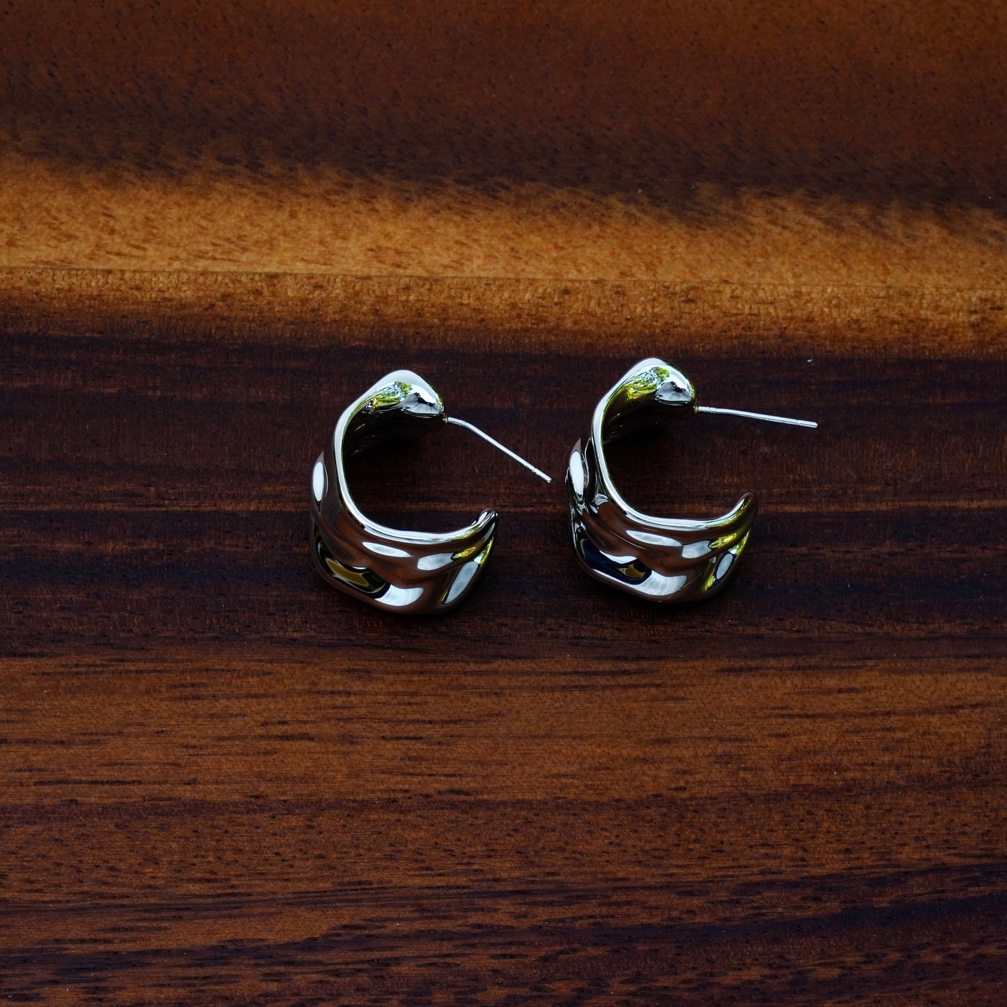 Sculptured Silver Mini Hoops