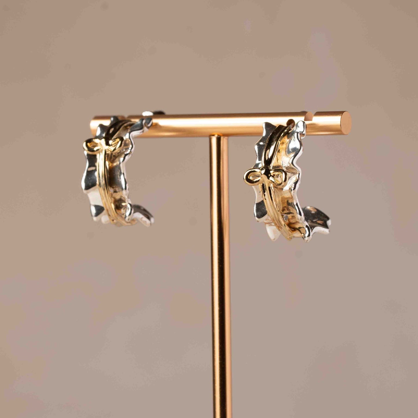 Two-Tone Sculptural Hoop Earrings