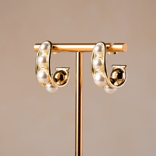 Pearl Curve Hoop Earrings