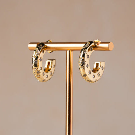 Noir Studded Crescent Hoops