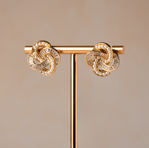 Pearl Knot Stud Earrings