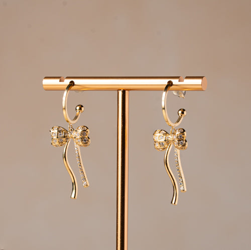 Crystal Bow Drop Earrings