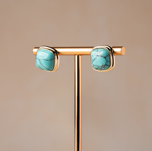 Turquoise Frame Stud Earrings