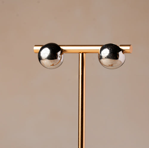 Silver Sphere Stud Earrings