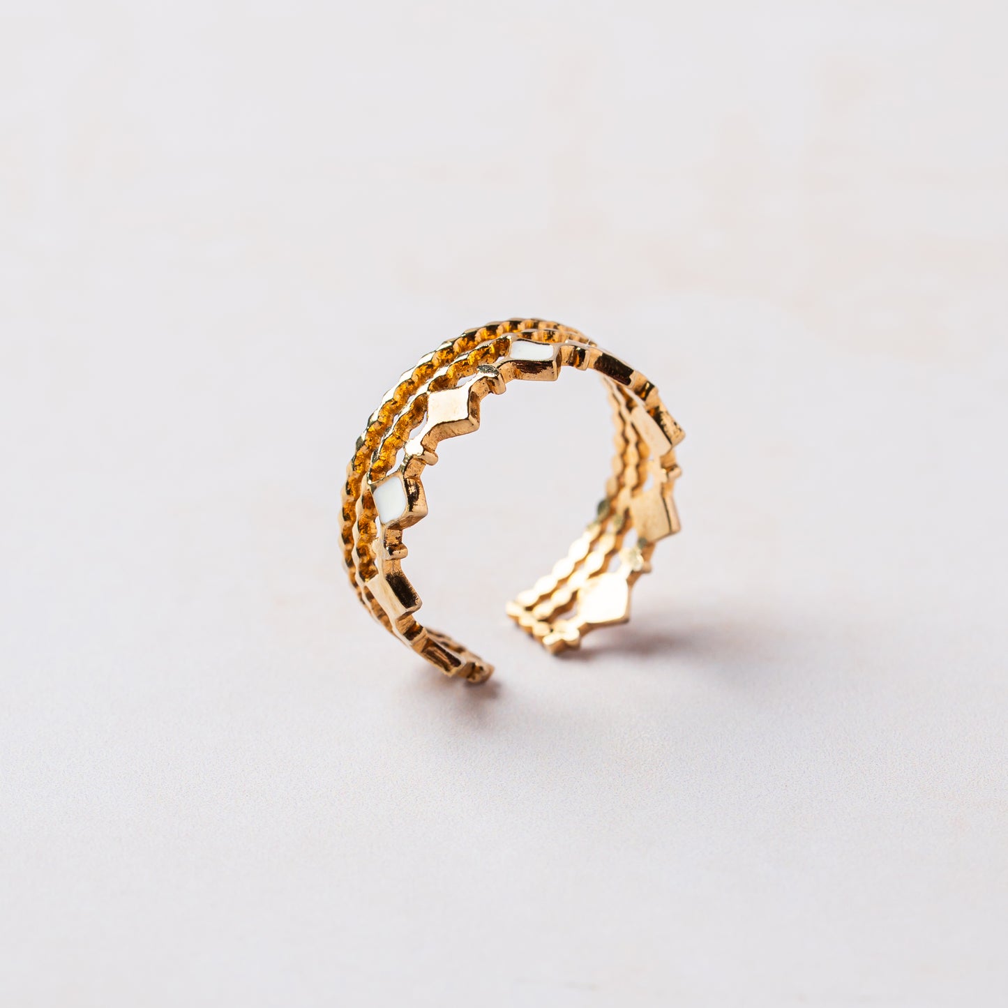Chevron Cut Triple Band Ring