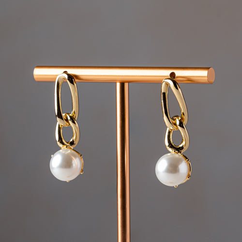 Chain Pearl Drop Earrings