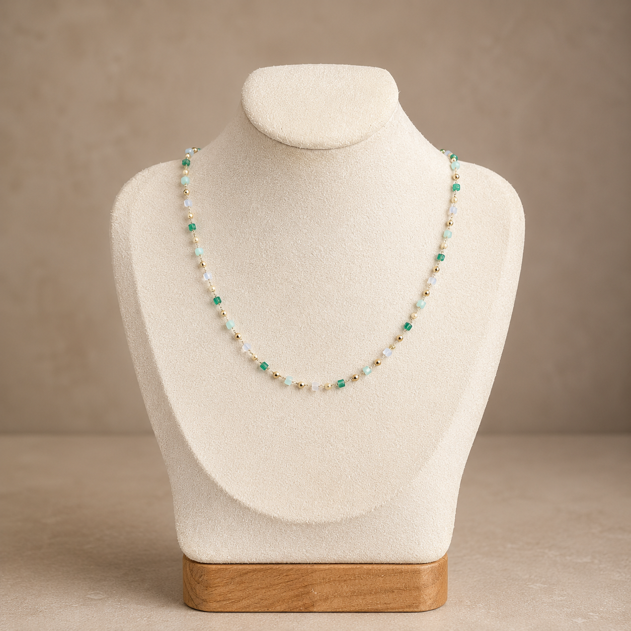 Mint Mosaic Bead Necklace