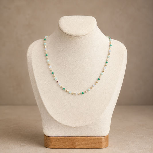 Mint Mosaic Bead Necklace
