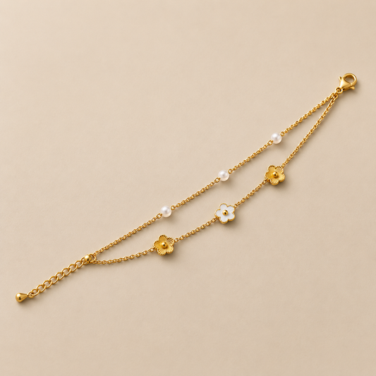 Flora Pearl Double Layer Bracelet