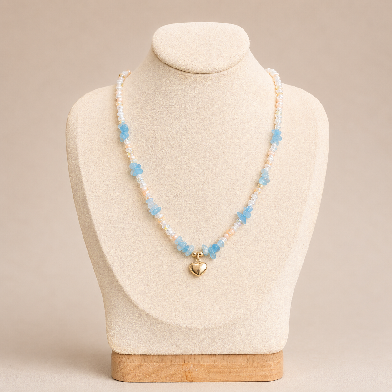 Sky Pearl Heart Necklace