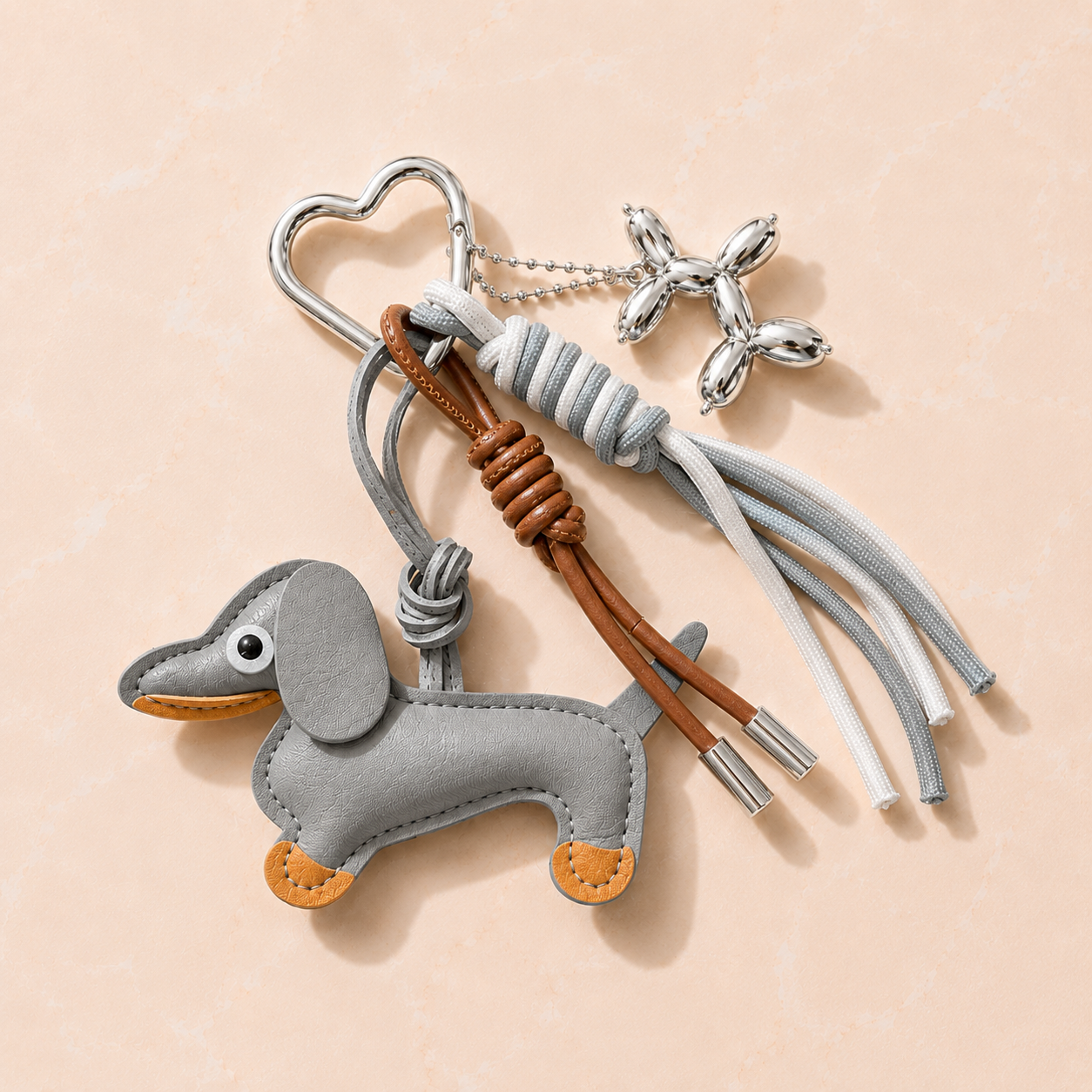 Grey Dog Bag Charm