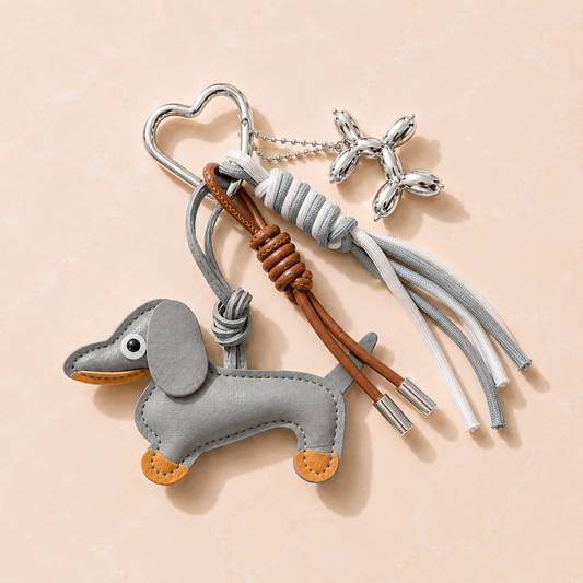 Grey Dog Bag Charm