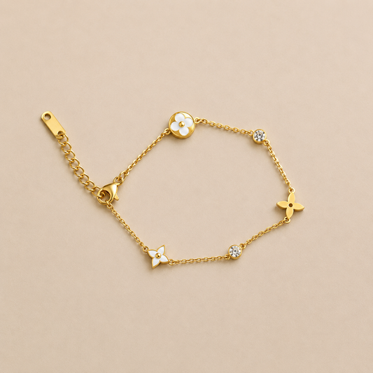 Fleur Charm Bracelet – White