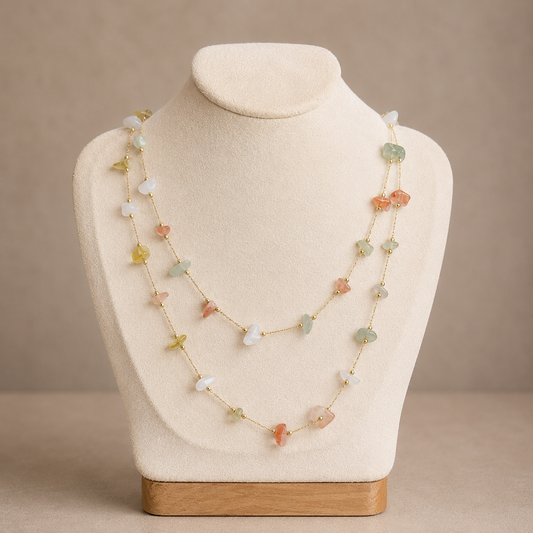 Pastel Gemstone Double Strand/ Long Necklace
