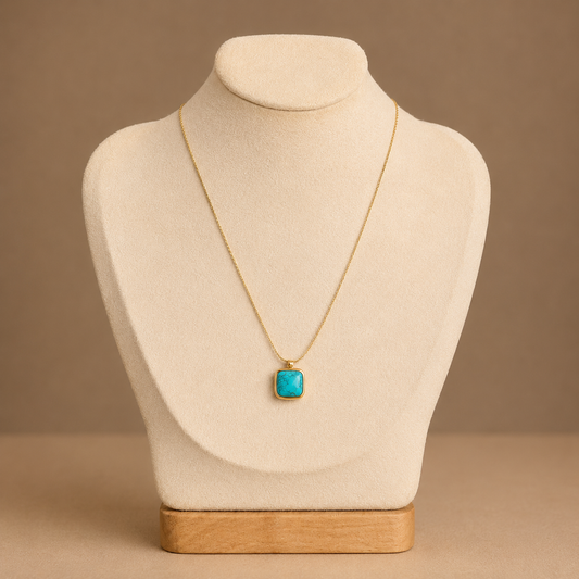 Turquoise Square Pendant Necklace