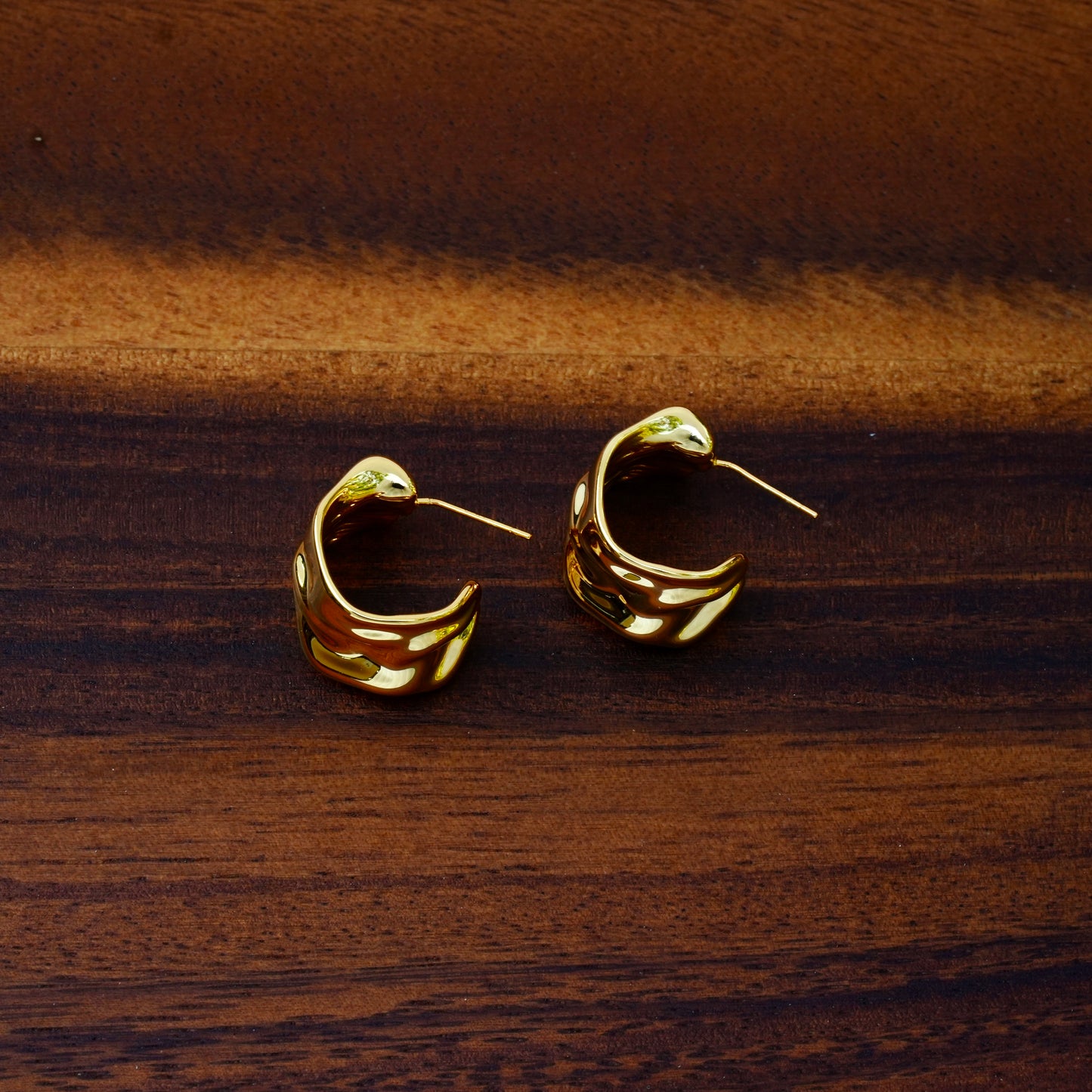 Sculptured Gold Mini Hoops
