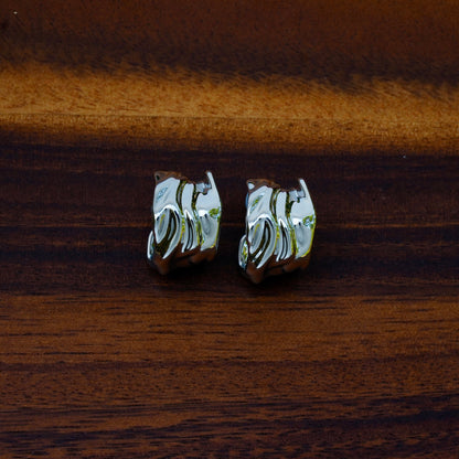 Sculptured Silver Mini Hoops