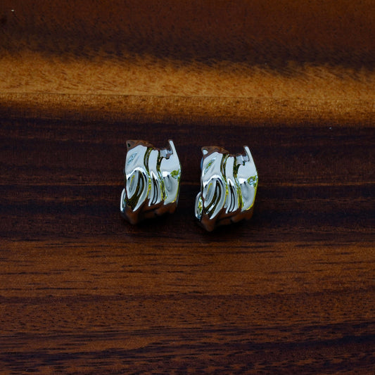 Sculptured Silver Mini Hoops