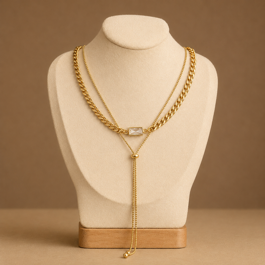 Layered Crystal Drop Necklace
