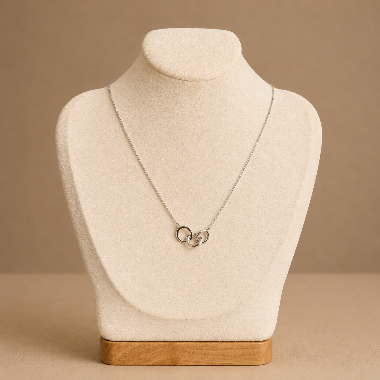 Silver Interlocking Rings Necklace