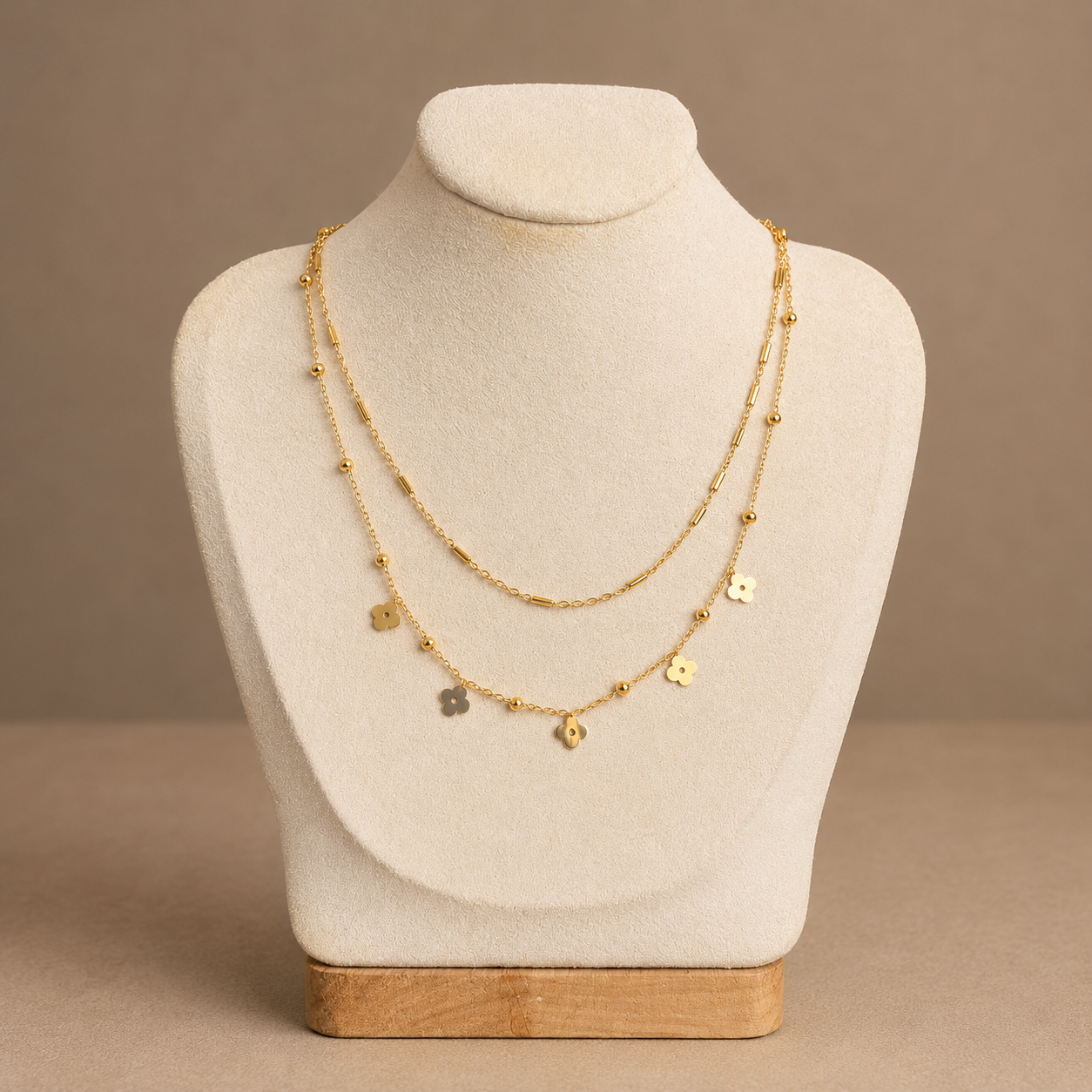 Golden Clover Layered Necklace