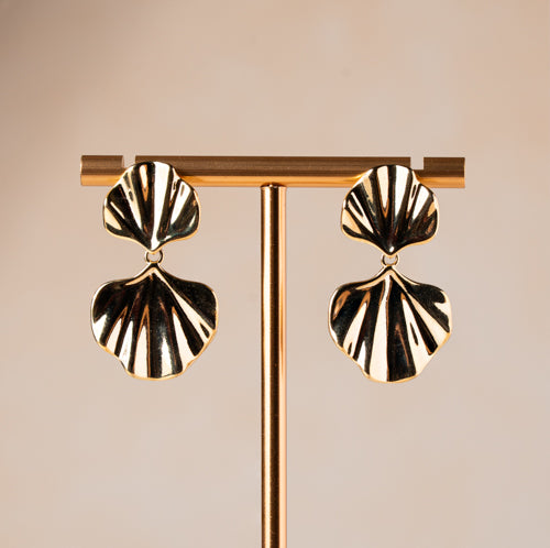 Gold Petal Sculpted Earrrings