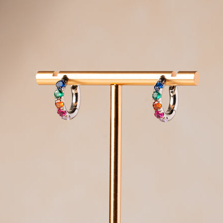 Multi Colour Silver Hoops
