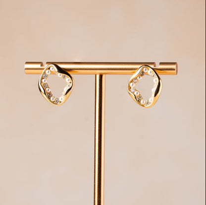 Pearl Orbit Stud Earrings