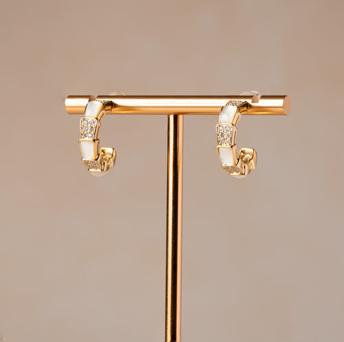 Ivory Link Crystal Hoops