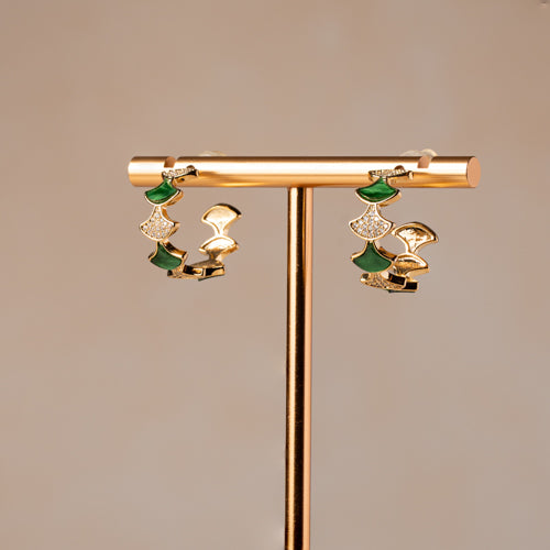 Green Diamond Encrusted Earrings