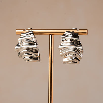 Melting Silver Statement Earrings