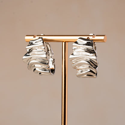 Melting Silver Statement Earrings