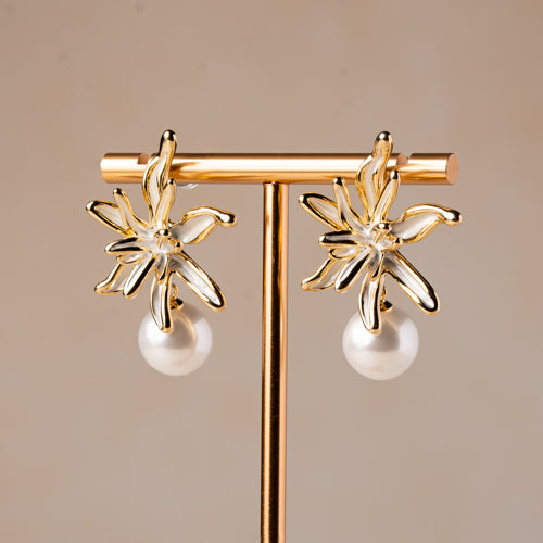 Floral Pearl Drop Earrings