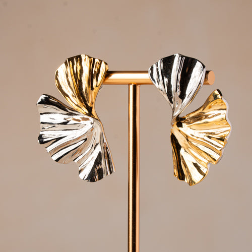 Dual-Tone Fan Sculpt Earrings