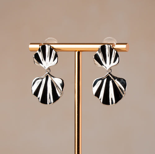 Silver Petal Sculpted Earrings