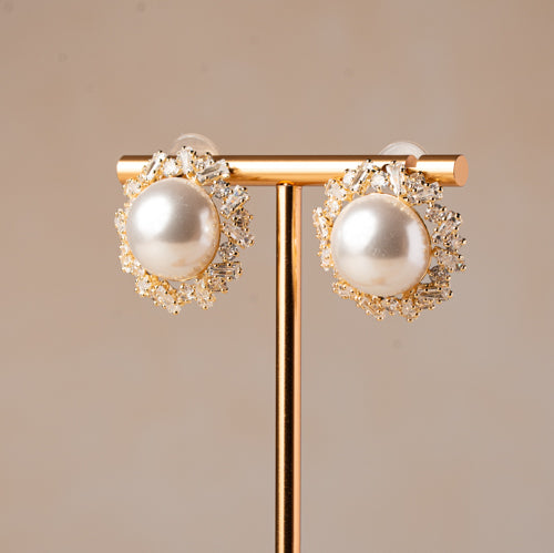 Pearl Halo Stud Earrings