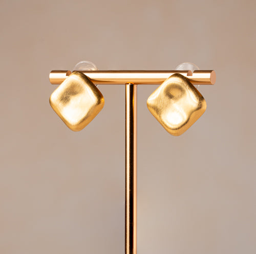 Brushed Square Stud Earrings