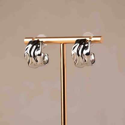 Sculptured Silver Mini Hoops