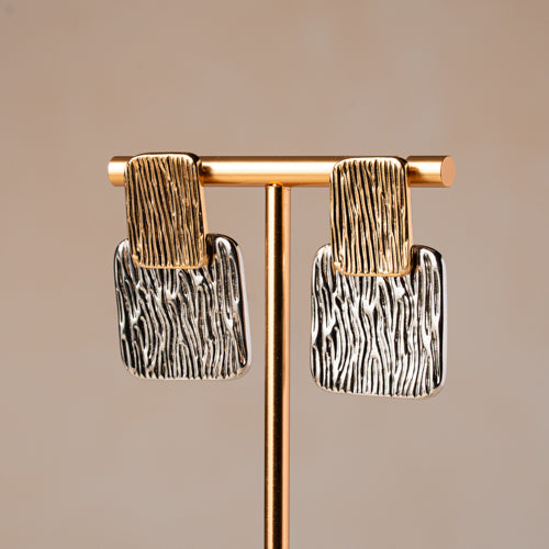 Dual Texture Statement Drop Earrings