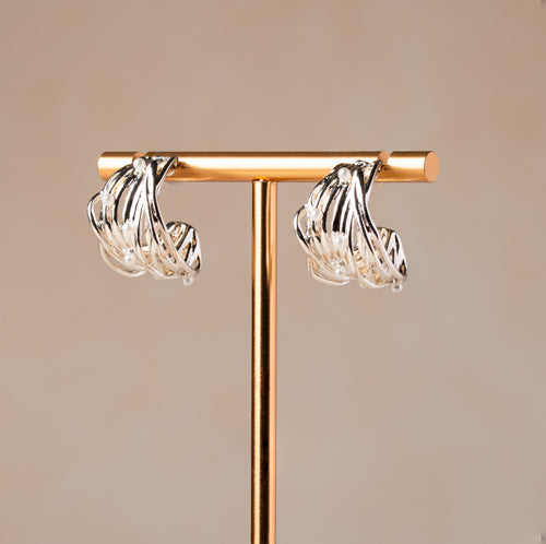 Silver Weave Hoop Earrings