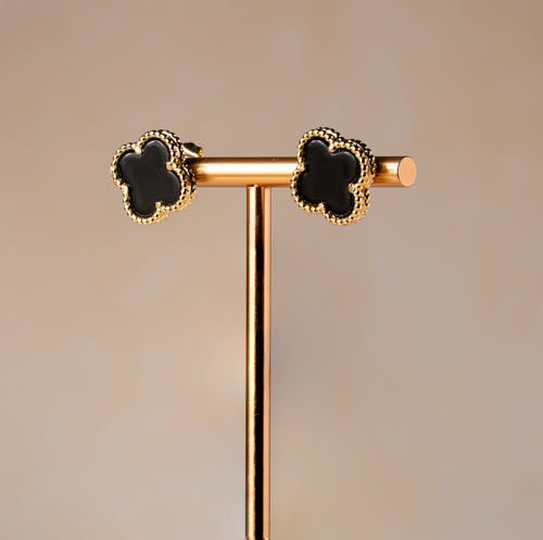 Noir Clover Stud Earrings