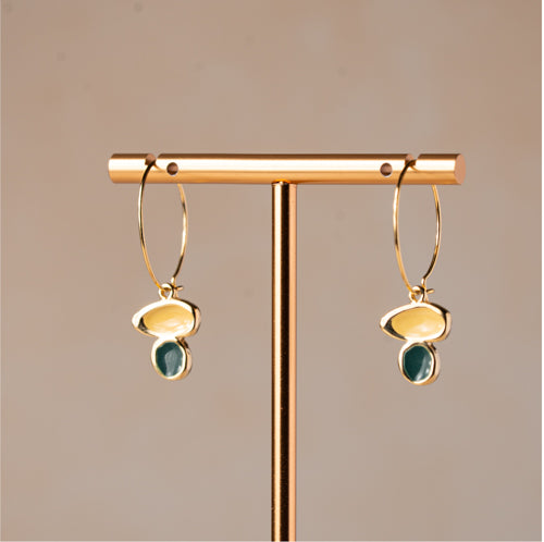 Duo Gem Hoop Drops