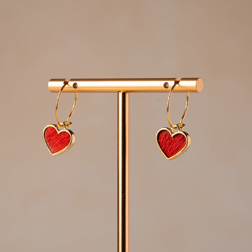 Scarlet Heart Hoop Earrings