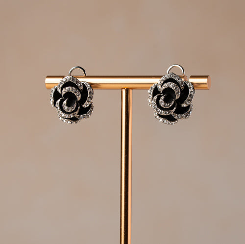 Noir Rose Crystal Stud Earrings