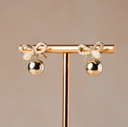 Pearl Bow Drop Earrings