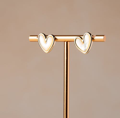 Ivory Heart Stud Earrings